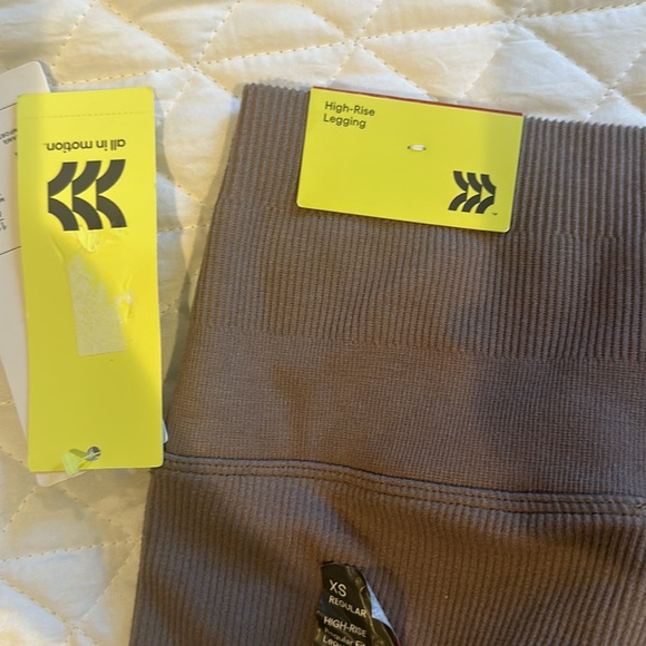 Set of 2 ribbed leggings bundle size XS blue/tan - Picture 4 of 6